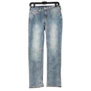 True Religion Geno Relaxed Slim Boys Jeans Size 12 Light Wash Denim Horseshoe